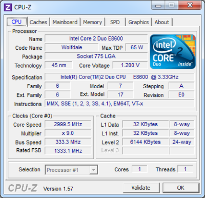 Image 13 : Architectures processeur : 16 CPU, 1 seul core, 3 GHz