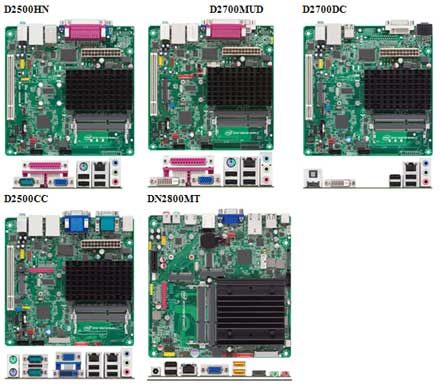 Image 1 : Intel : 5 cartes Cedar Trail en mini-ITX