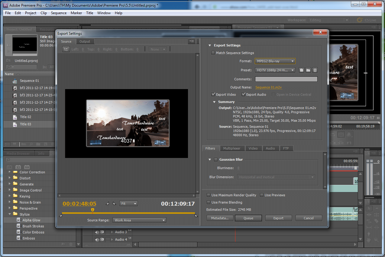 Exportation avec Adobe Premiere Pro 