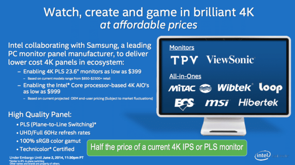 Image 1 : Intel veut des écrans 4K deux fois moins chers