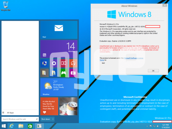 Image 1 : De nouvelles captures de l'interface de Windows 9
