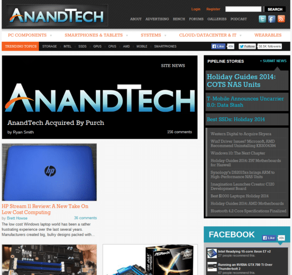 Image 1 : Anandtech racheté par le groupe Purch