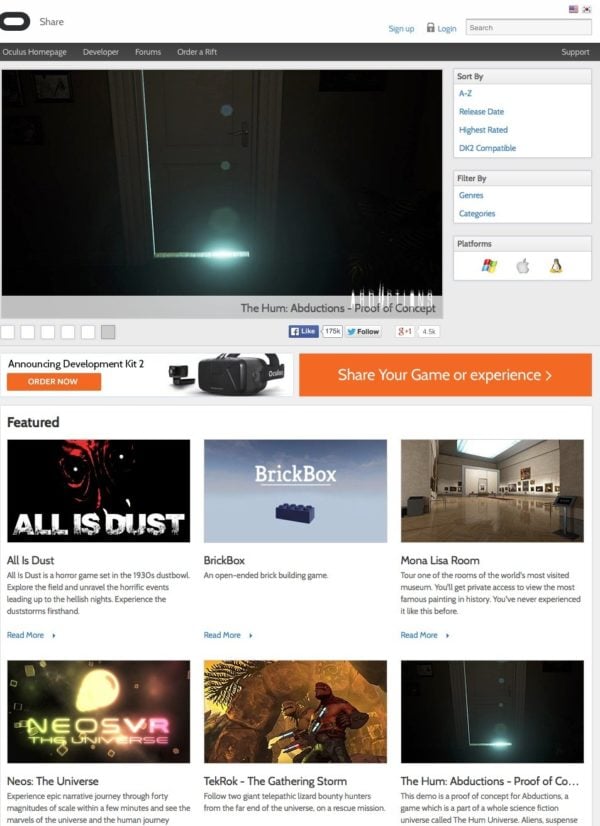 Image 1 : Oculus Rift aura ses jeux et son app store