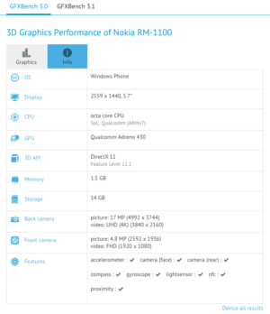 Image 3 : Les Lumia 940 XL et 940 vus dans GFXBench