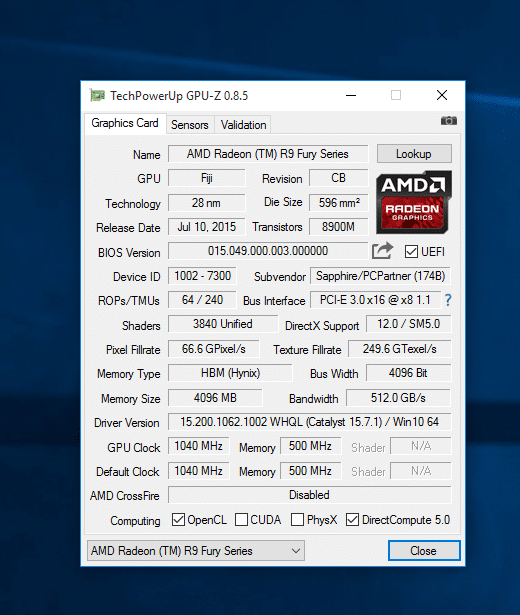 Image à la une de Un logiciel permet d'augmenter le nombre d'unités de calcul des Radeon R9 Fury