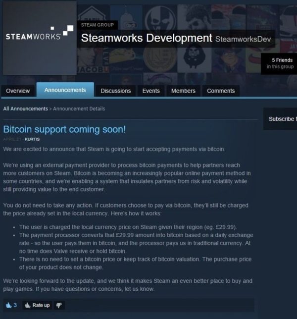 Image 1 : Payez en Bitcoins sur Steam