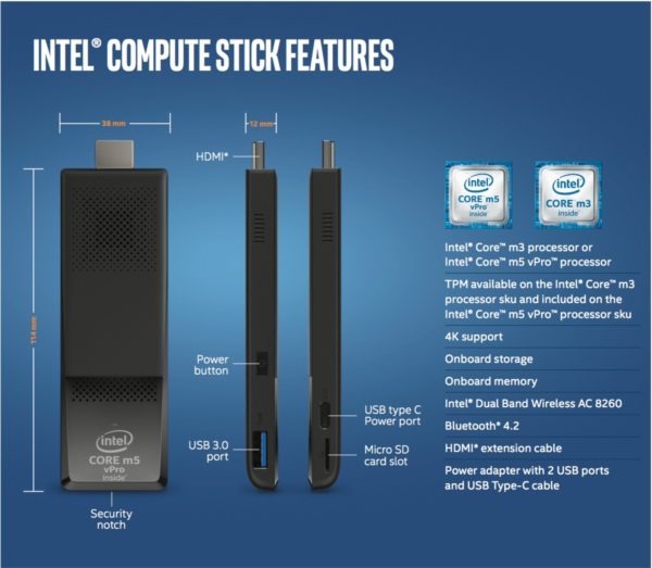 Image 1 : Nouveaux Compute Stick Skylake d'Intel : gestion de la 4K, et USB Type-C