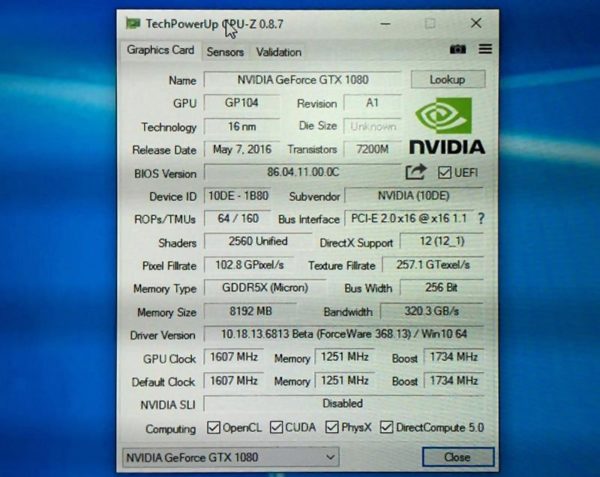 Image 1 : GeForce GTX 1080 : impressionnants scores après overclocking à 2,1 GHz