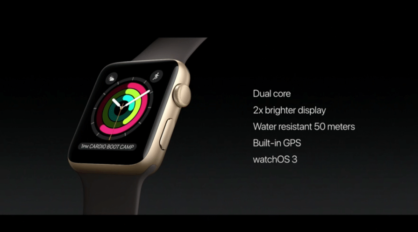 Image 19 : Apple Watch Series 2 : 50 % plus rapide, 60 ips, écran à 1000 cd/m2