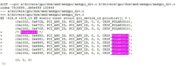 Image 1 : Le GPU AMD Polaris 12 dévoilé par Linux, une simple optimisation des Polaris 10 ?