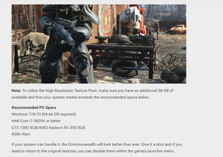 Image 1 : AMD Vega : Bethesda évoque une Radeon RX 490 8 Go pour le patch de Fallout 4