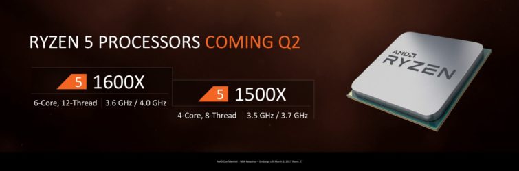 Image 1 : Ryzen 5 1600X et 1500X : AMD dévoile les fréquences par « accident »