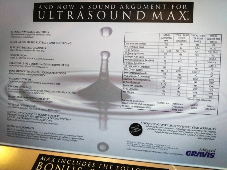 Image 4 : Samedi Rétro : 1994, Gravis UltraSound MAX, la Rolls des cartes son, 1 Mo de RAM !