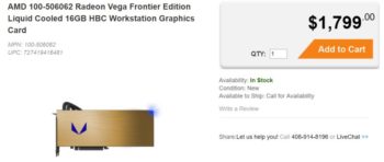 Image 2 : Radeon Vega Frontier Edition : première carte déjà disponible, jusqu'à 1800 dollars