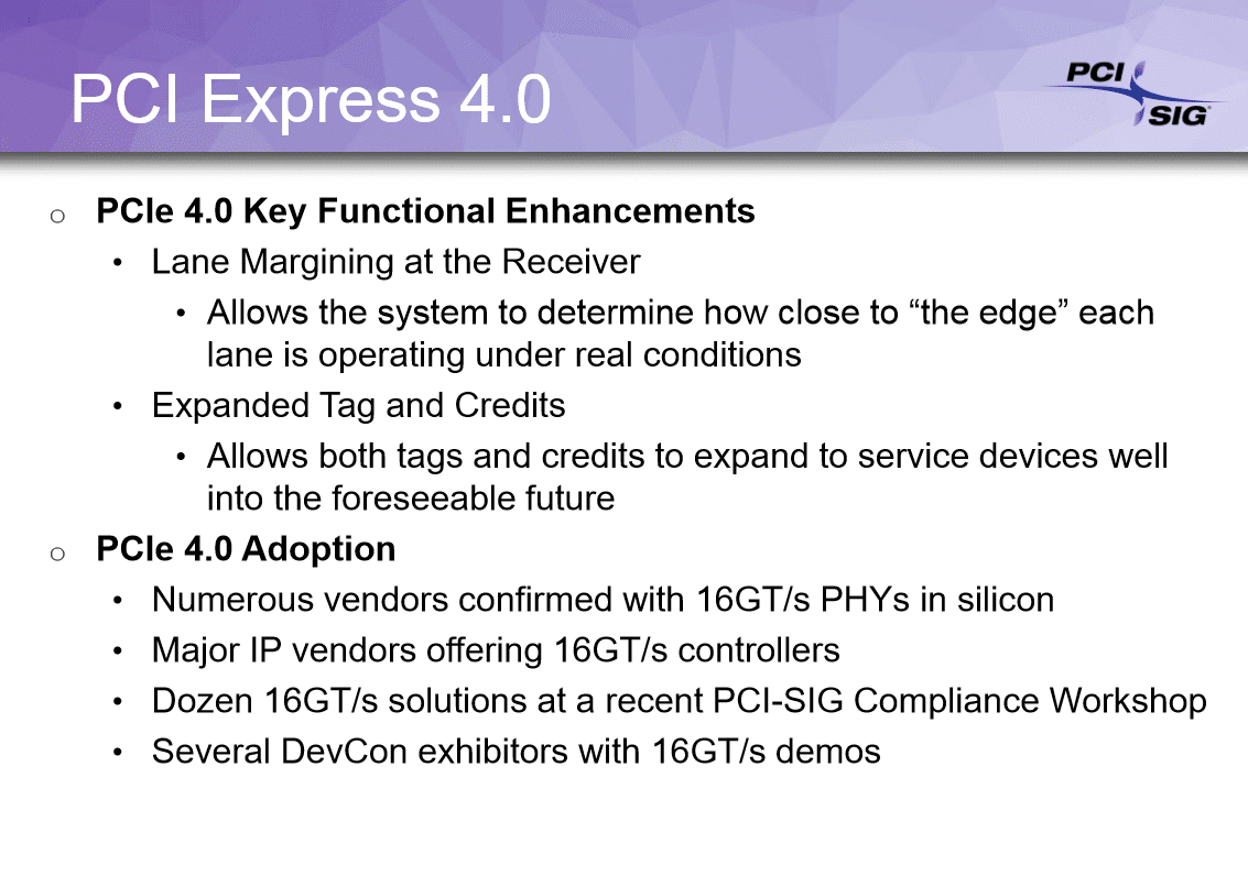 Image 4 : PCI Express 4.0 en 2017 et 5.0 en 2019 : tous les plans du PCI-SIG