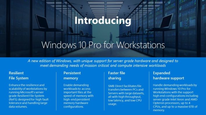 Image 1 : Windows 10 Pro for Workstations : ReFS et 6 To de RAM maximum !