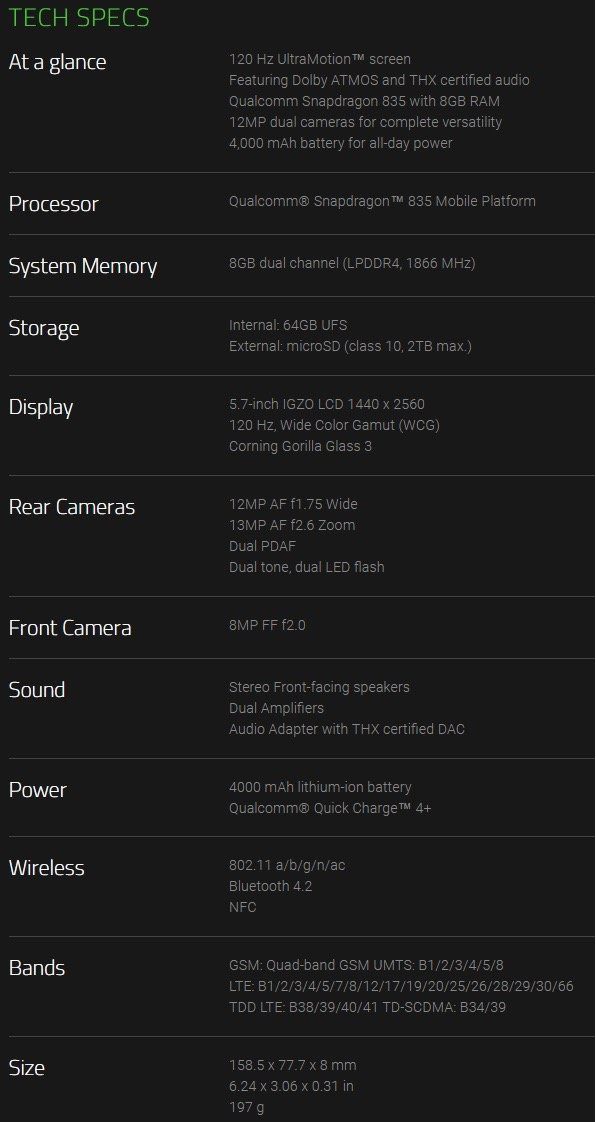 Image 9 : Razer Phone officiel : premier smartphone gaming avec un rafraîchissement variable à 120 Hz