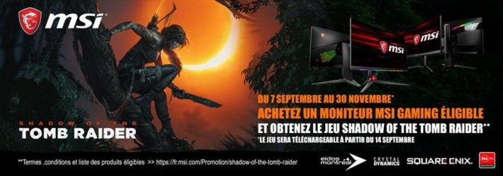 Image 3 : MSI offre Shadow of The Tomb Raider avec ses écrans Optix
