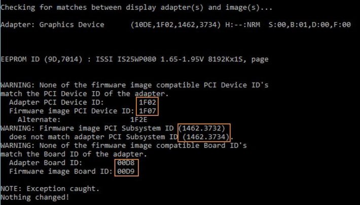 Image 6 : GeForce RTX : flash de BIOS impossible entre GPU 'A' et non 'A'