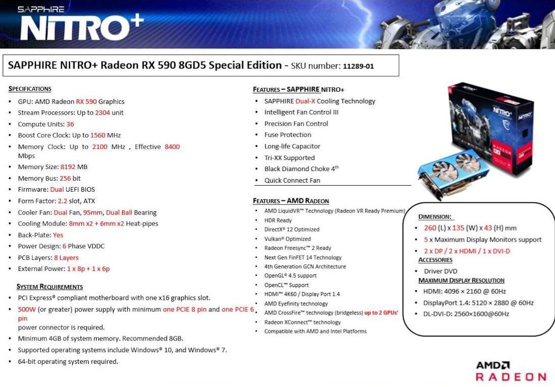 Image 2 : Radeon RX 590 : des fréquences Boost en hausse de 200 MHz