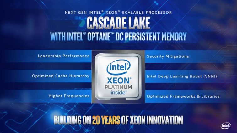 Image 1 : Intel Xeon Cascade Lake AP : jusqu’à 48 cœurs et 12 canaux DDR4