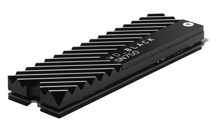 Image 1 : Western Digital Black SN750 : ce SSD à 3470 Mo/s intègre un radiateur EK