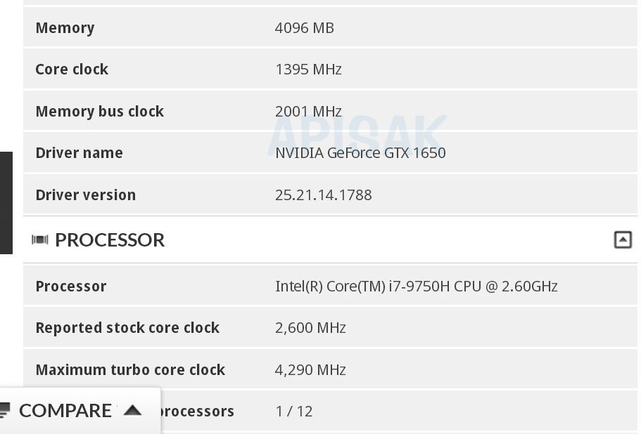Image 1 : Une GeForce GTX 1650 4 Go dans un portable gaming sur CPU Core i7-9750H