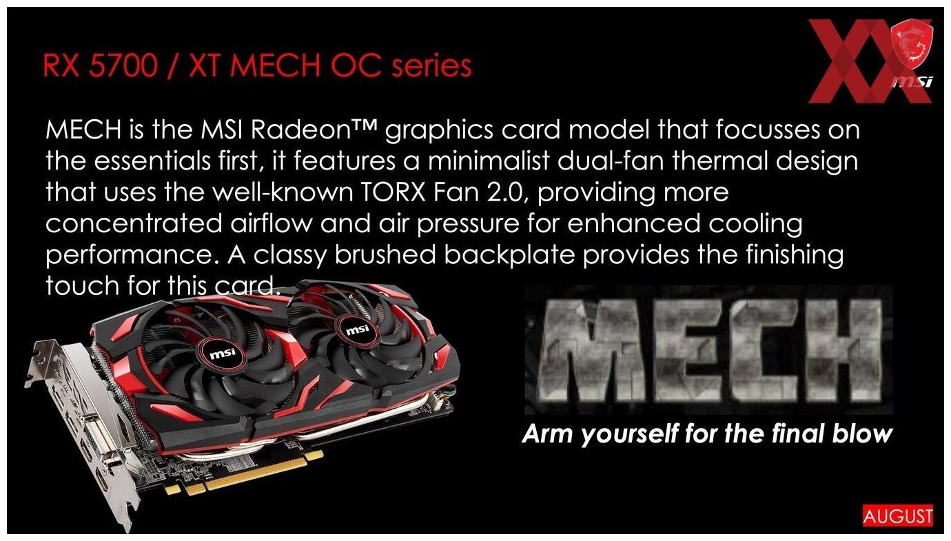 Image 1 : MSI : premier aperçu des Radeon RX 5700 custom prévues en août