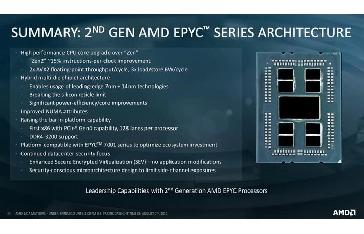 Image 3 : Processeurs AMD EPYC Rome : de 8 à 64 coeurs pour les serveurs, 256 Mo de cache !