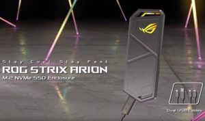 Image 1 : Asus présente le ROG Strix Arion, un boîtier externe en mode RGB pour SSD M.2