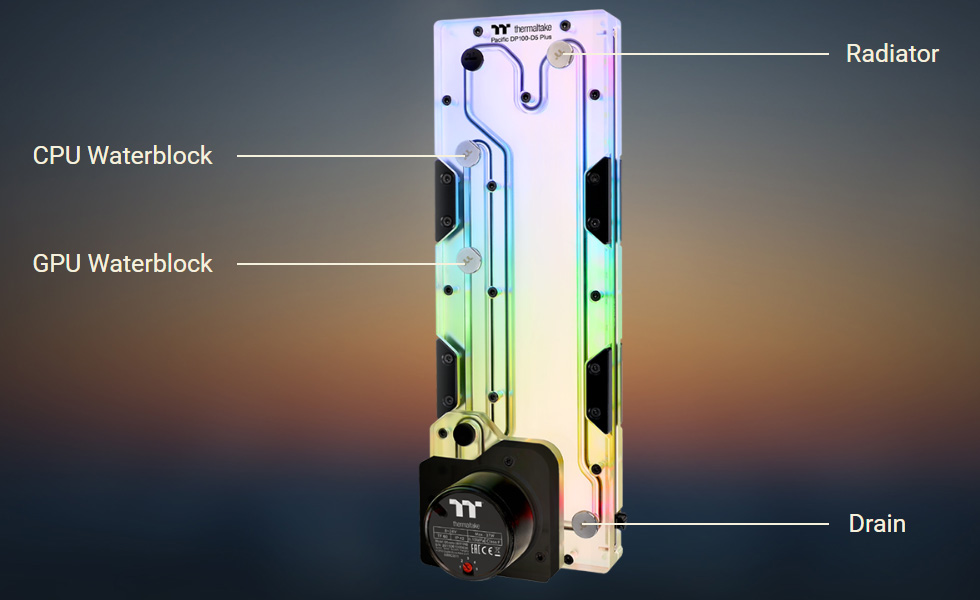 Image 3 : Thermaltake lance deux imposantes distroplates RGB pour watercooling