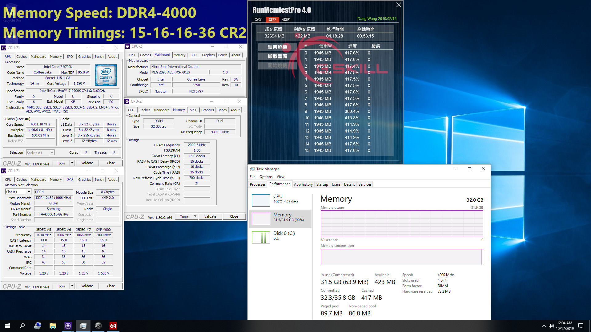 Image 4 : Record de timings : G.Skill présente un kit mémoire DDR4-4000 en CL15 !