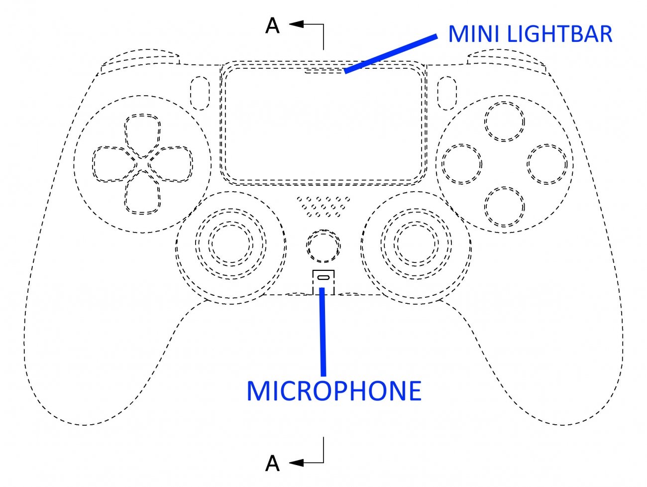 Image 1 : La manette de la PlayStation 5 aurait un microphone intégré, et pas de barre LED
