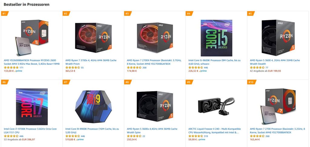 Image 3 : Sur Amazon, AMD surpasse Intel dans les ventes de CPU