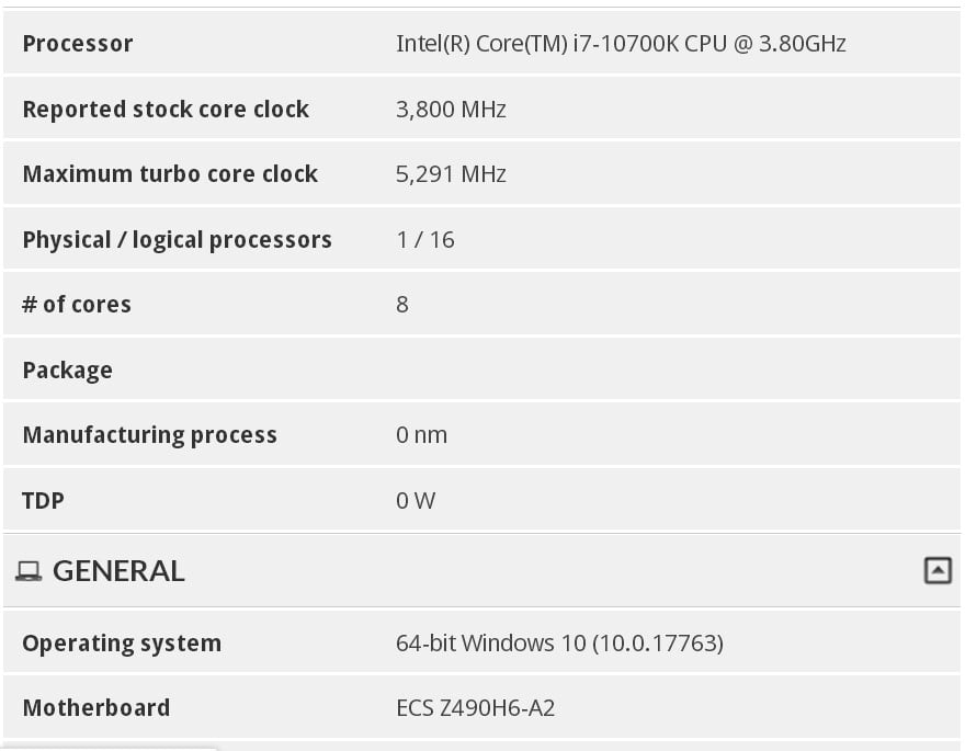 Image 1 : Le Core i7-10700K monte à 5,3 GHz en mode Turbo