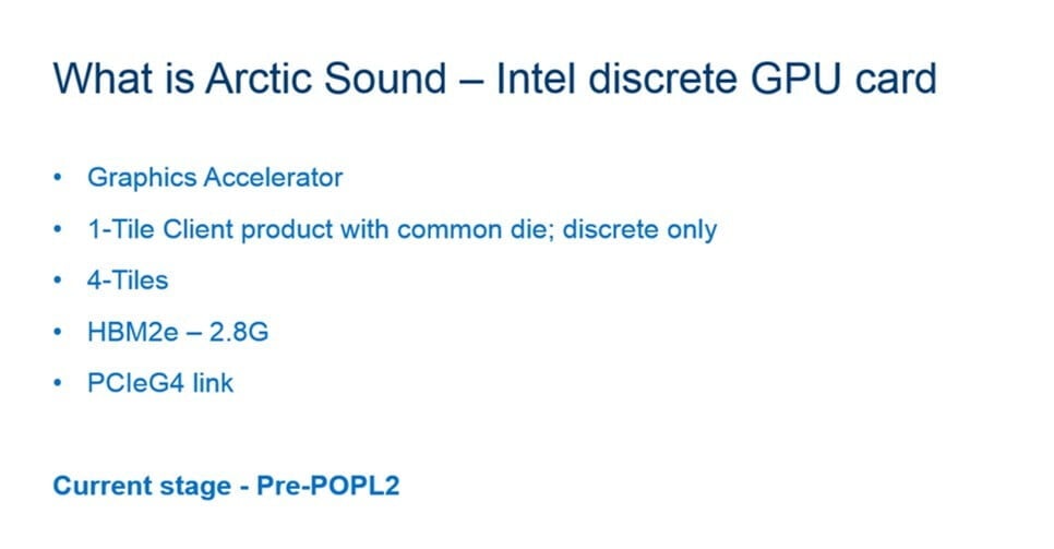 Image 2 : Quatre GPU listés chez Intel, avec des TDP de 75 à 500 W