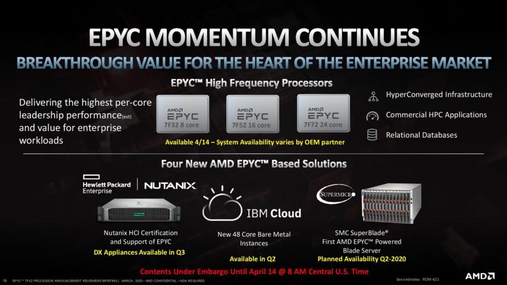 Image 10 : AMD lance trois nouveaux processeurs EPYC Rome : fréquences et cache L3 en hausse