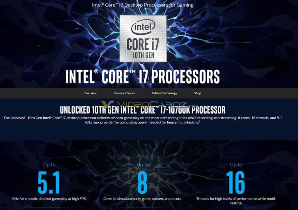 Image 2 : Comet Lake-S : 5,3 GHz pour le meilleur Core i9, 5,1 GHz pour l’i7 et 4,8 GHz pour l’i5