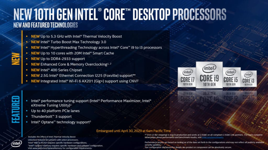 Image 14 : Intel dévoile officiellement ses processeurs Comet Lake-S