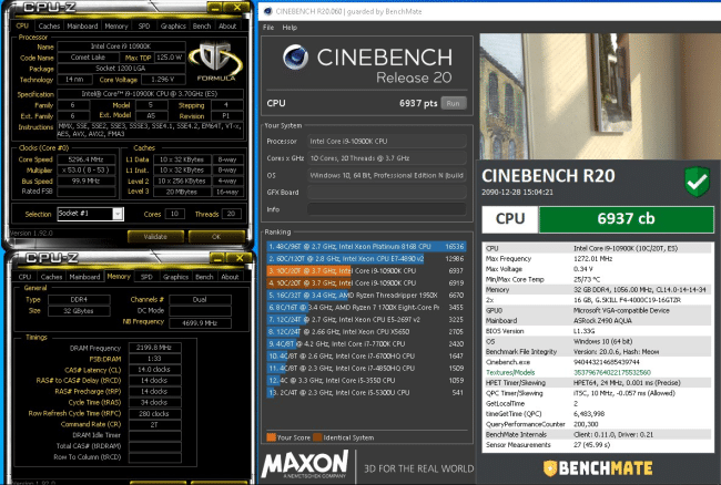 Core i9-10900K cinebench r20