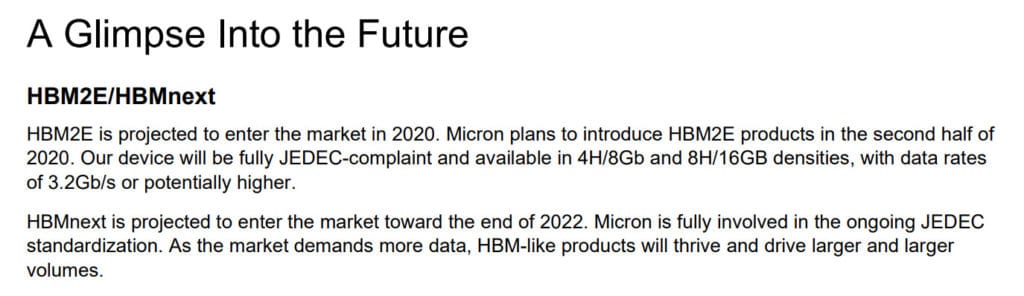 Image 1 : La mémoire HBMnext, successeur de la HBM2E, arrivera d’ici fin 2022