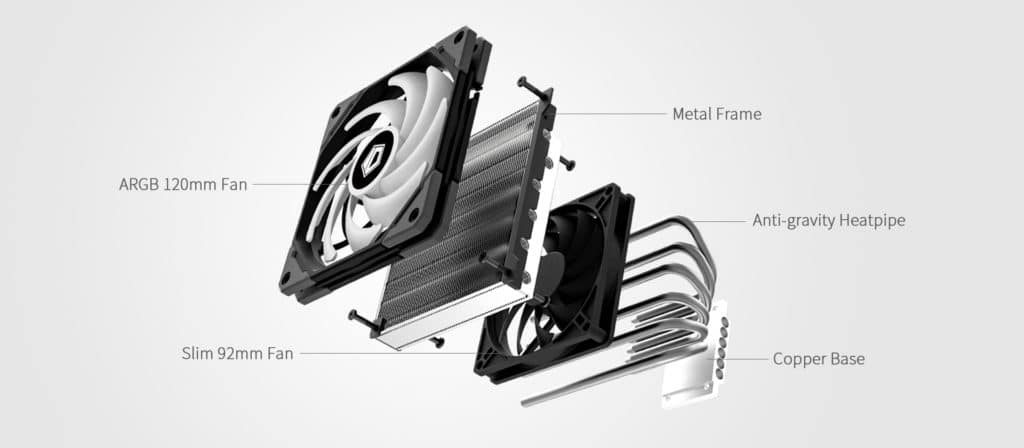 Image 1 : Un petit dissipateur CPU top-flow haut de 64 mm et armé de deux ventilateurs chez ID-Cooling