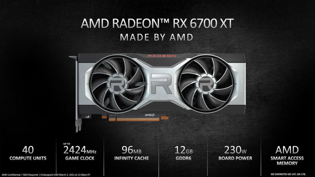 Image 1 : AMD officialise sa Radeon RX 6700 XT : elle débarquera le 18 mars