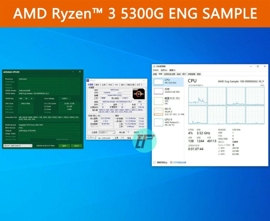 Image 4 : Le Ryzen 3 5300G s’entraîne sur Cinebench R15 et Battlefield V
