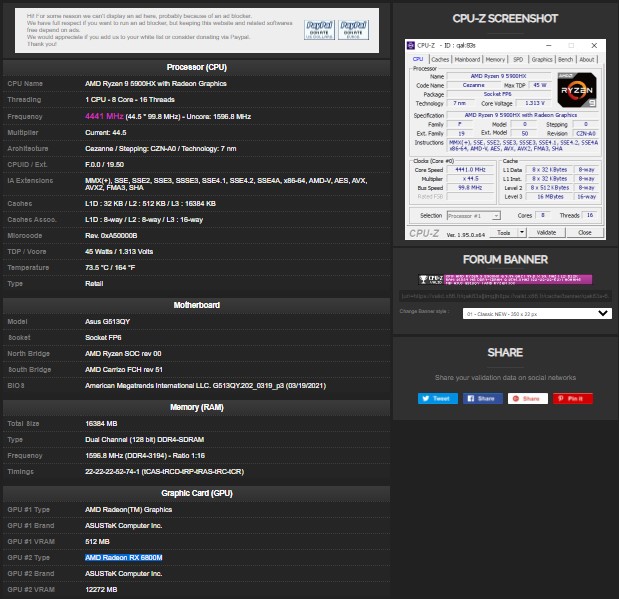 Image 1 : Asus liste un ROG G15 armé d’une Radeon RX 6800M