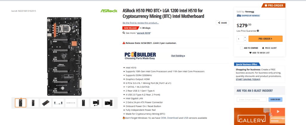 Image 4 : ASRock lance la H510 Pro BTC+, une carte mère blindée d'emplacements PCIe 3.0 x16