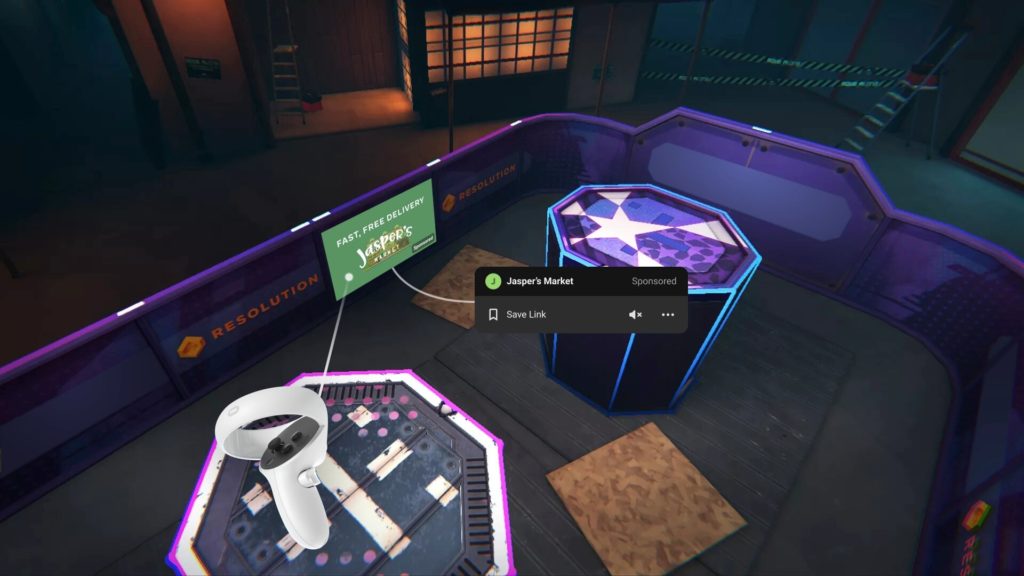 Image 1 : Facebook teste l’intégration de publicités dans les jeux et applications VR