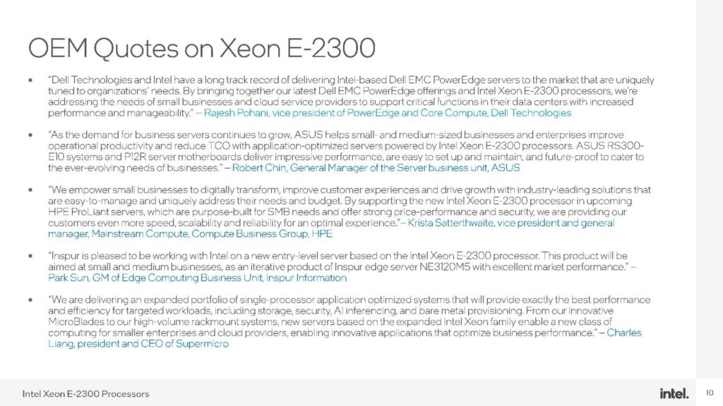 Image 9 : Intel lance des processeurs Xeon E-2300 Rocket Lake