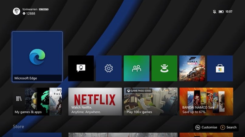 Image 1 : Le navigateur Microsoft Edge débarque sur Xbox