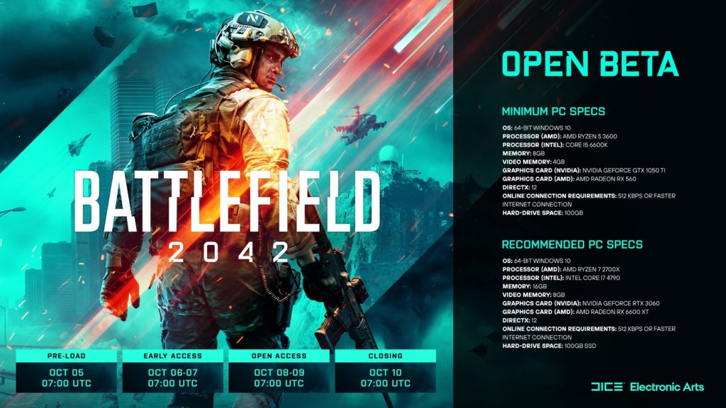 Image 1 : Les configurations officielles pour la bêta ouverte de Battlefield 2042